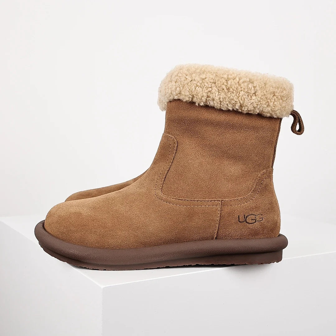 UGG Curly Shearling Snow Boot – Plush Textured Lining, Chestnut | Women's 35–40
