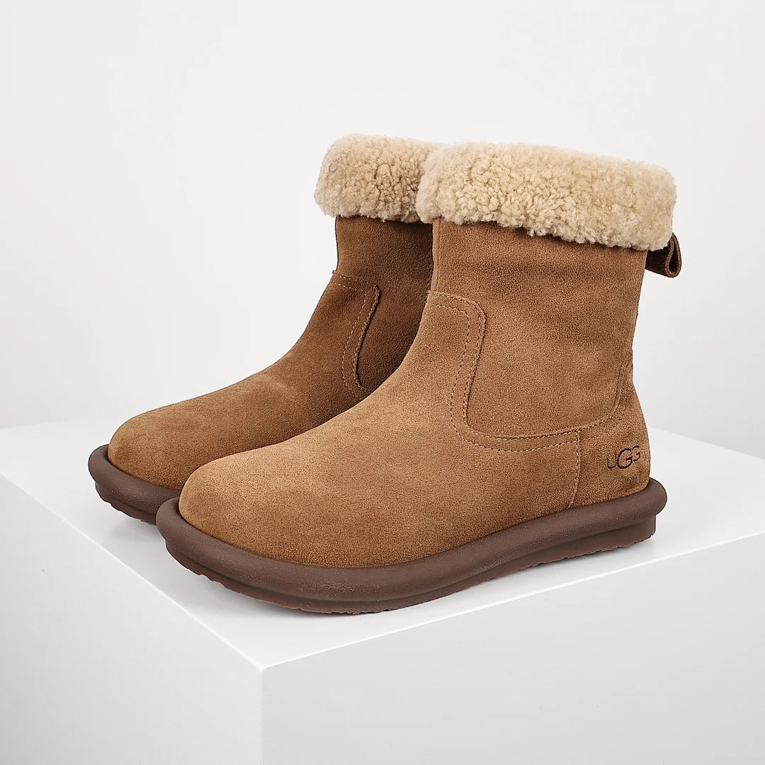 UGG Curly Shearling Snow Boot – Plush Textured Lining, Chestnut | Women's 35–40