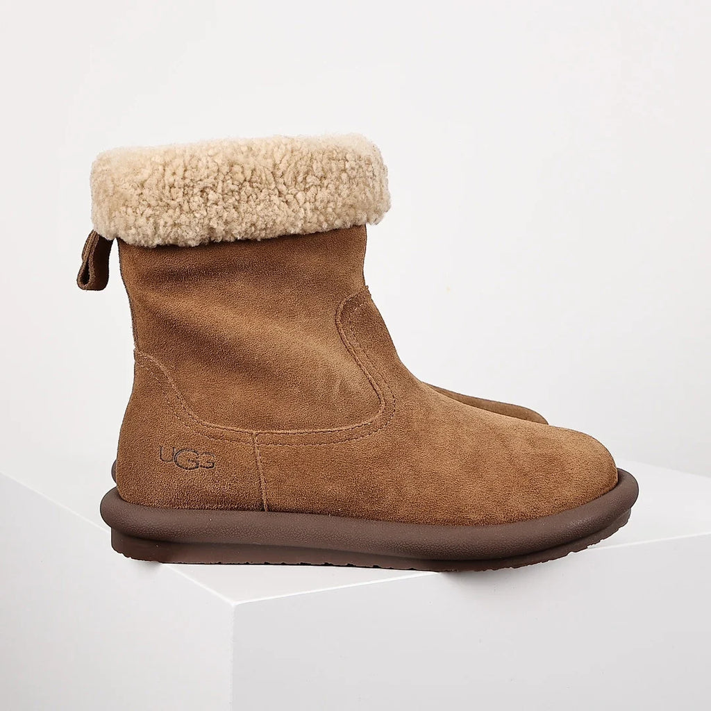 UGG Curly Shearling Snow Boot – Plush Textured Lining, Chestnut | Women's 35–40