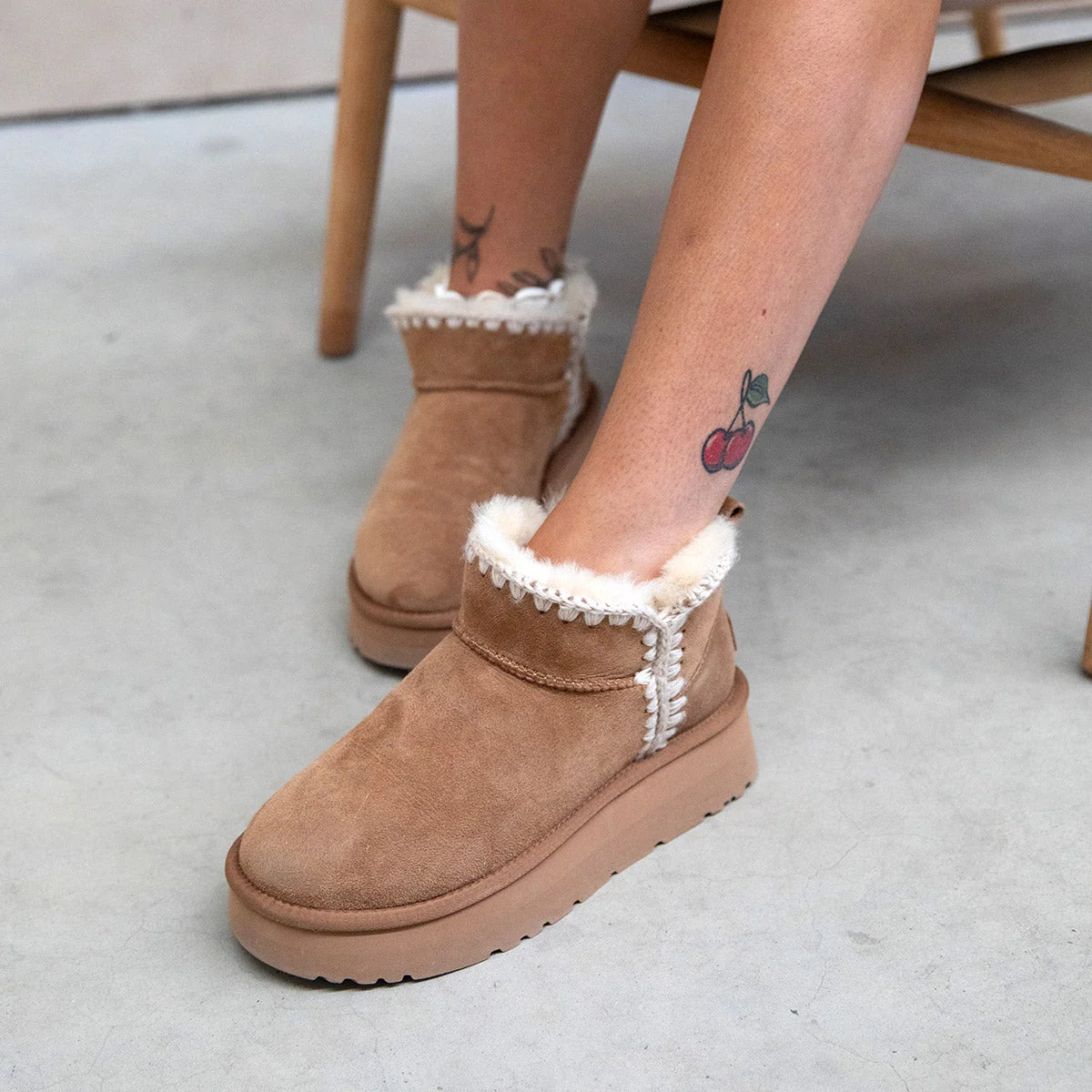 UGG Eskimo Wool Platform Mini Boot – Warm-Lined Women's Winter Boot | Brown, Chestnut