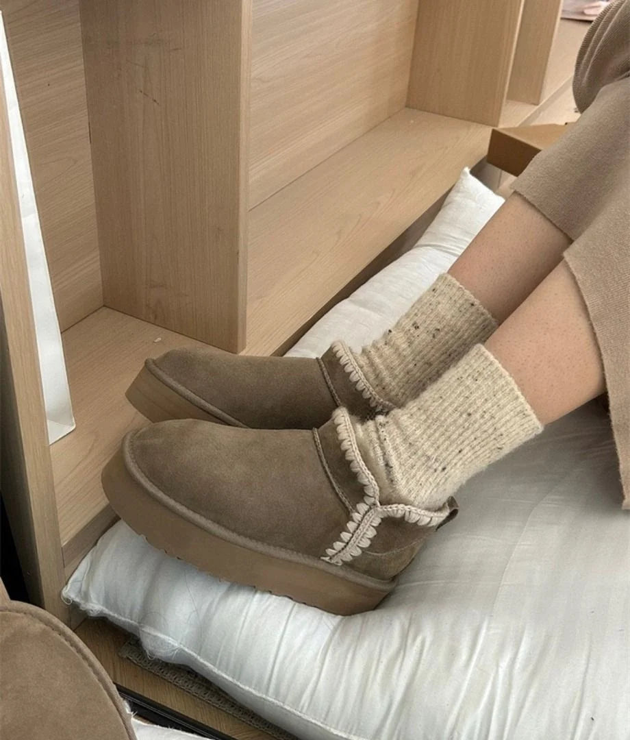 UGG Eskimo Wool Platform Mini Boot – Warm-Lined Women's Winter Boot | Brown, Chestnut