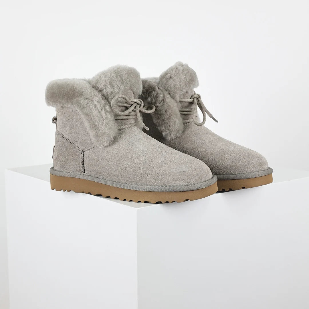 UGG Platform Short Snow Boot – Women's Warm-Lined Chunky Sole Winter Boot in Gray