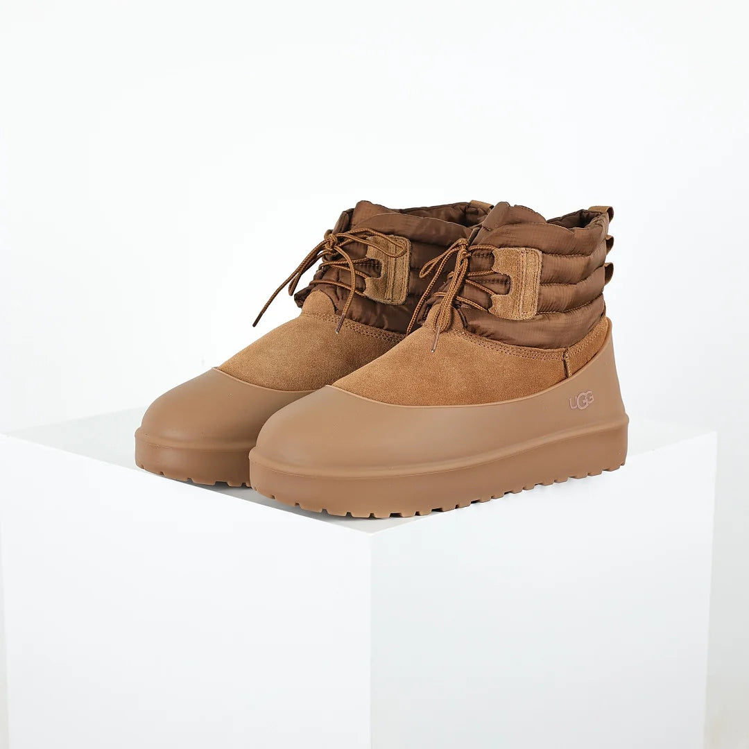 UGG Mini Platform Short Snow Boot – Chunky Sole, Warm-Lined, Chestnut | Unisex Sizes 35–46