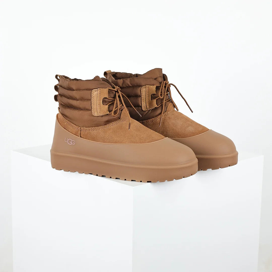 UGG Mini Platform Short Snow Boot – Chunky Sole, Warm-Lined, Chestnut | Unisex Sizes 35–46