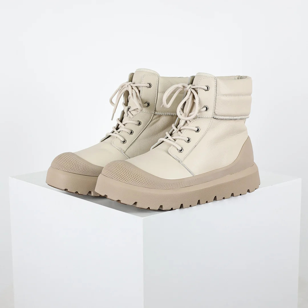UGG Platform Short Snow Boot – Chunky Sole, Warm-Lined, Beige | Men's Sizes 39–45