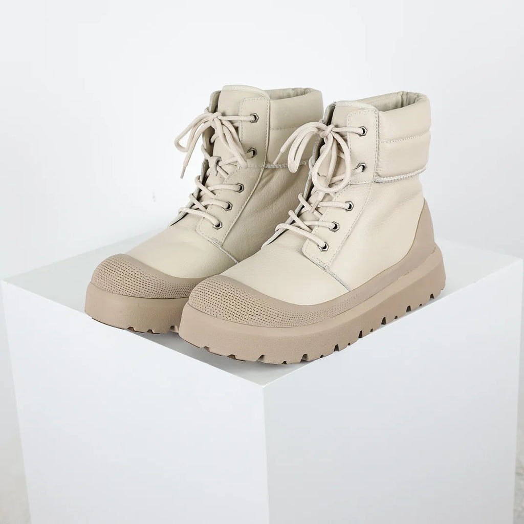 UGG Platform Short Snow Boot – Chunky Sole, Warm-Lined, Beige | Men's Sizes 39–45
