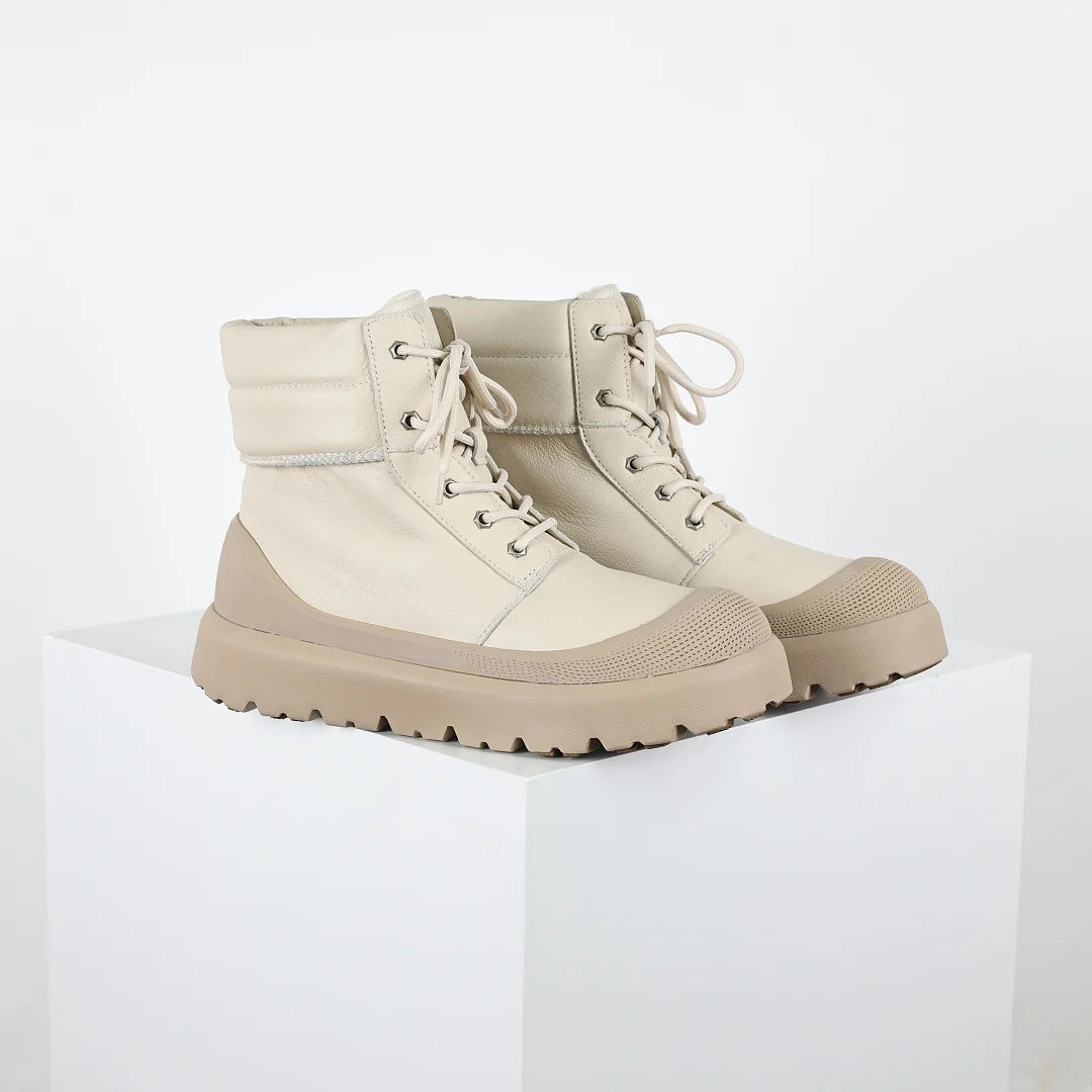 UGG Platform Short Snow Boot – Chunky Sole, Warm-Lined, Beige | Men's Sizes 39–45
