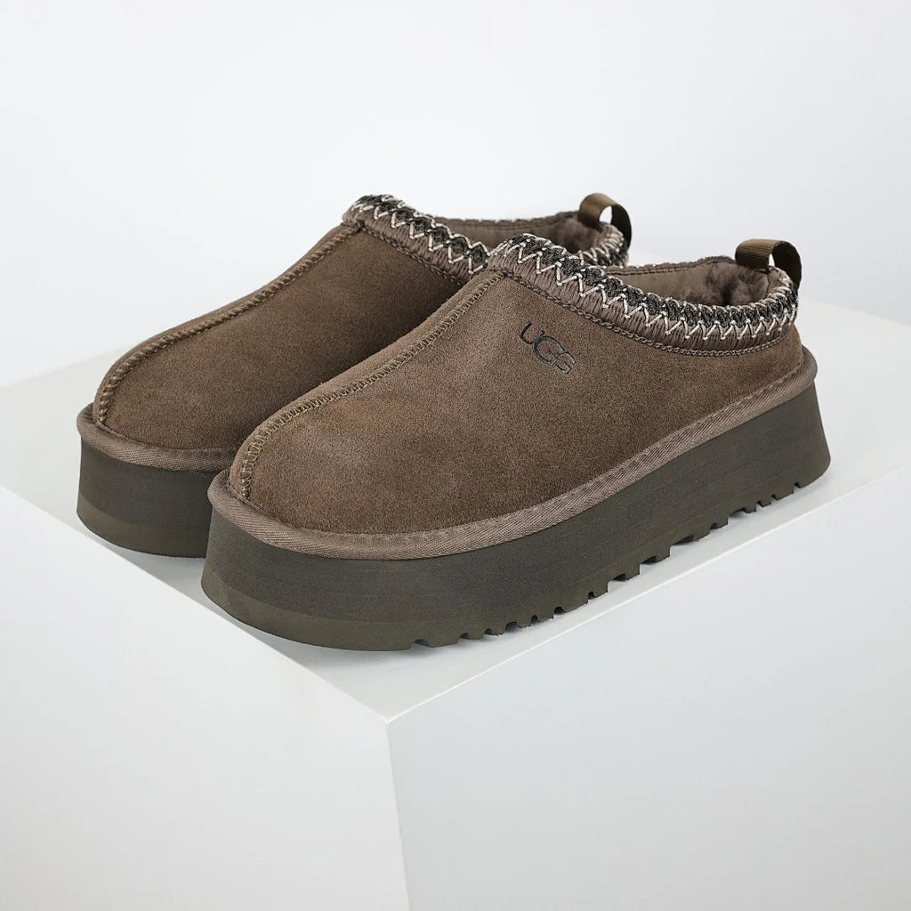 UGG Tazz Platform Mule Slipper – Women's Shearling-Lined Slide in Coffee | Sizes 35–40