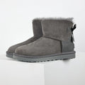 UGG Bailey Bow Mini Snow Boots – Women's Warm-Lined Winter Boot with Bow Detail in Gray