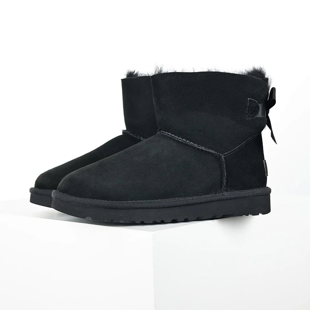 UGG Bailey Bow Mini Ankle Boot – Women's Shearling-Lined Winter Boot with Bow Detail in Black