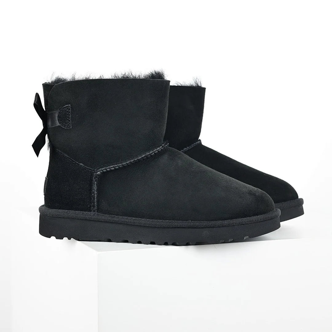 UGG Bailey Bow Mini Snow Boot – Shearling-Lined, Black | Women's 35–40