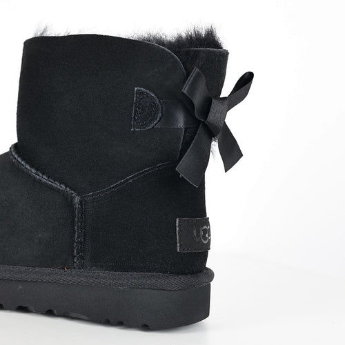 UGG Bailey Bow Mini Ankle Boot – Black  Shearling-Lined Women's Winter Boot