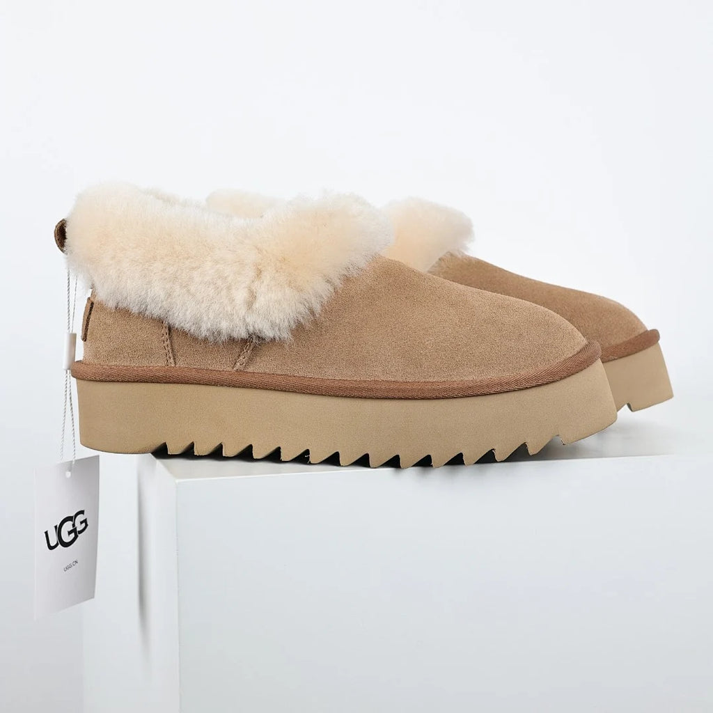 UGG Platform Short Snow Boots – Women's Warm-Lined Winter Boot with 3cm Sole in Chestnut