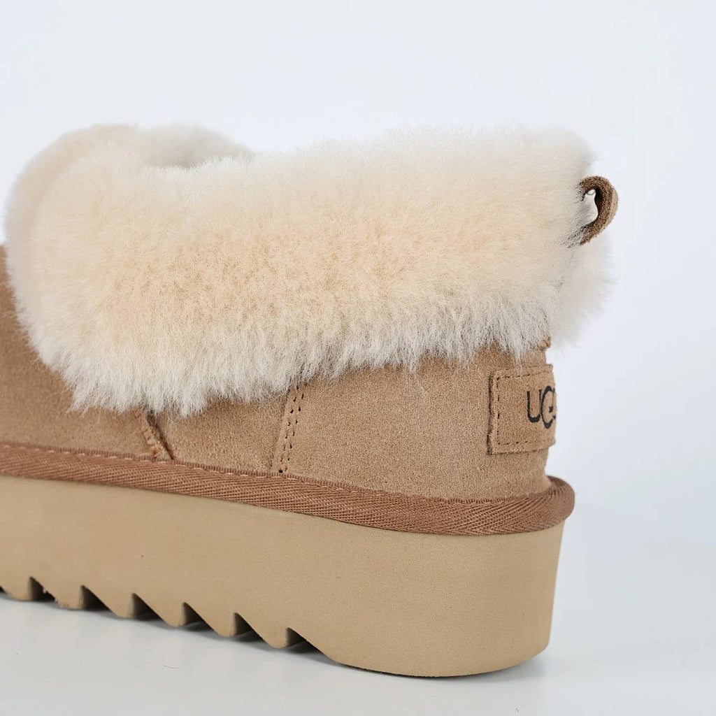 UGG Platform Short Snow Boots – Women's Warm-Lined Winter Boot with 3cm Sole in Chestnut