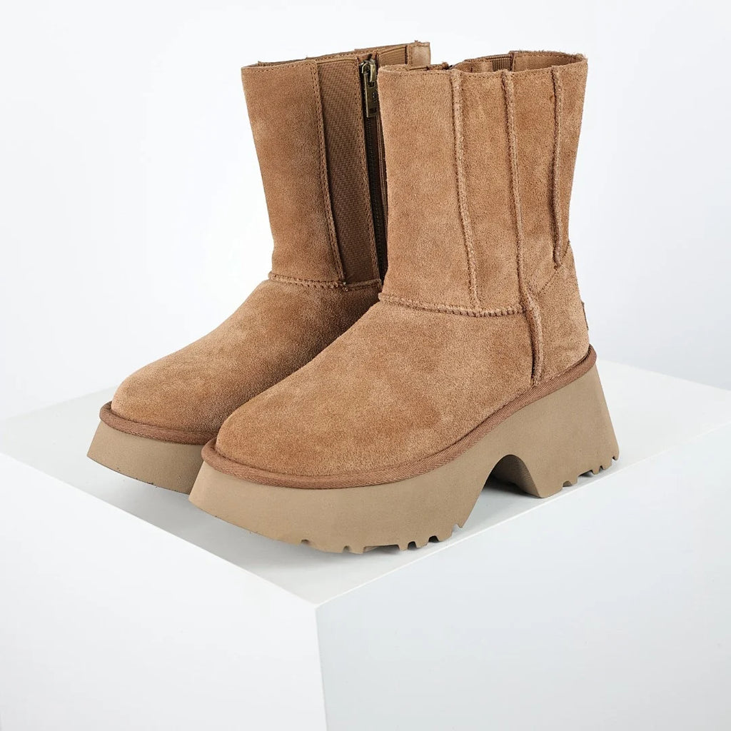 UGG Platform Short Snow Boots – Women's Warm-Lined Winter Boot with 5cm Sole in Chestnut