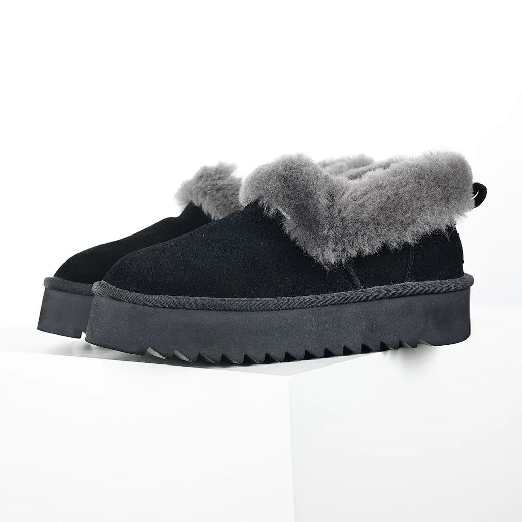 UGG Platform Short Snow Boots – Women's Warm-Lined Winter Boot with 3cm Sole in Black