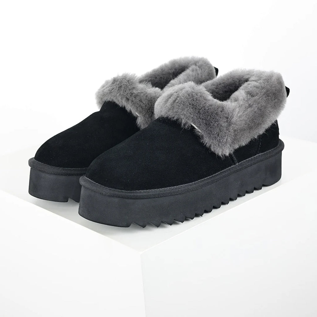 UGG Platform Short Snow Boots – Women's Warm-Lined Winter Boot with 3cm Sole in Black