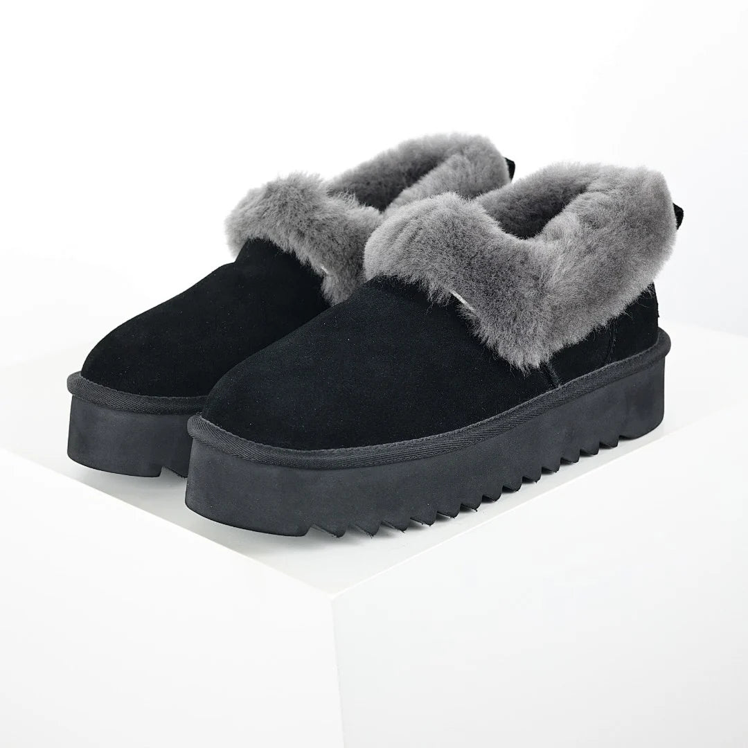 UGG Platform Short Snow Boots – Women's Warm-Lined Winter Boot with 3cm Sole in Black