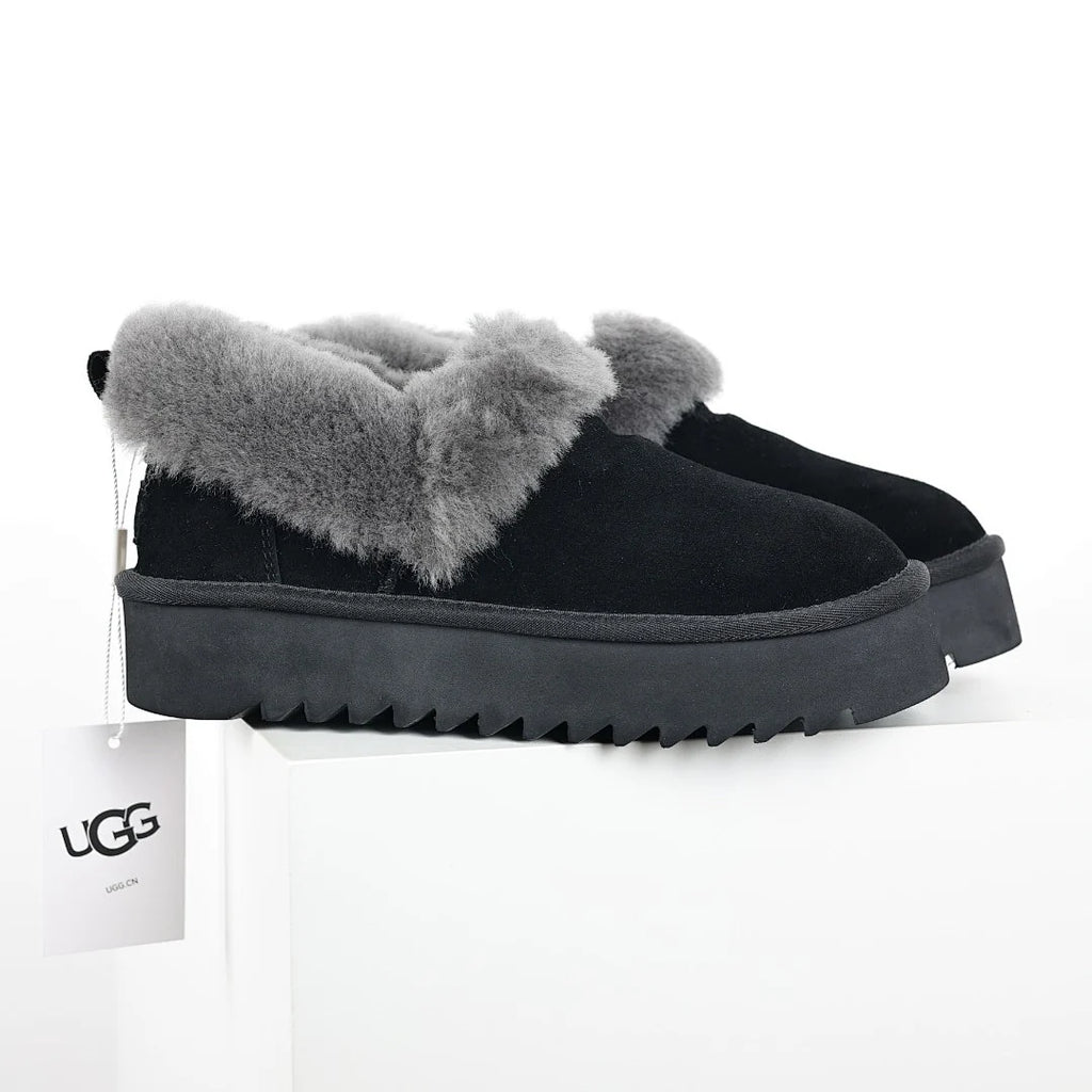 UGG Platform Short Snow Boots – Women's Warm-Lined Winter Boot with 3cm Sole in Black