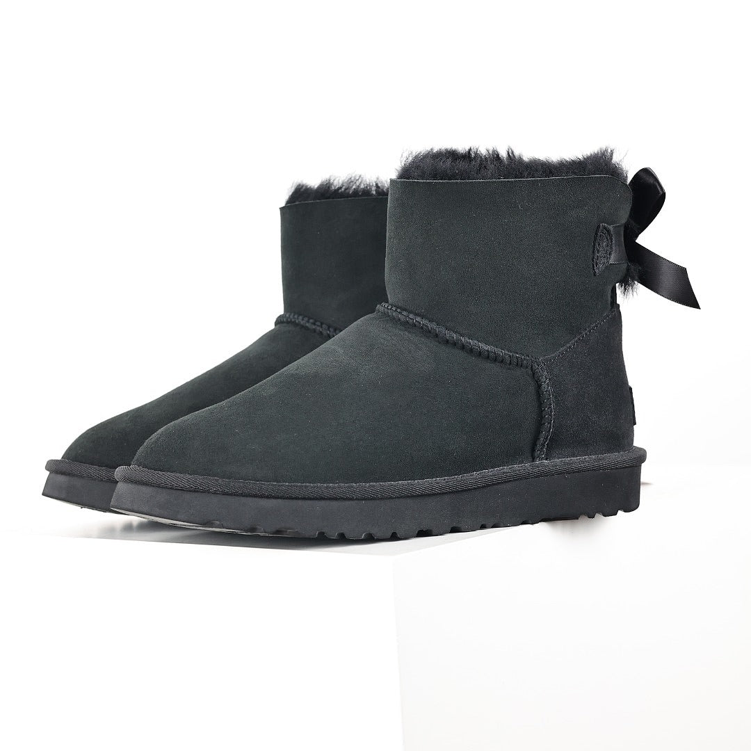 UGG Bailey Bow Mini Ankle Boot – Women's Shearling-Lined Boot with Bow Detail in Black
