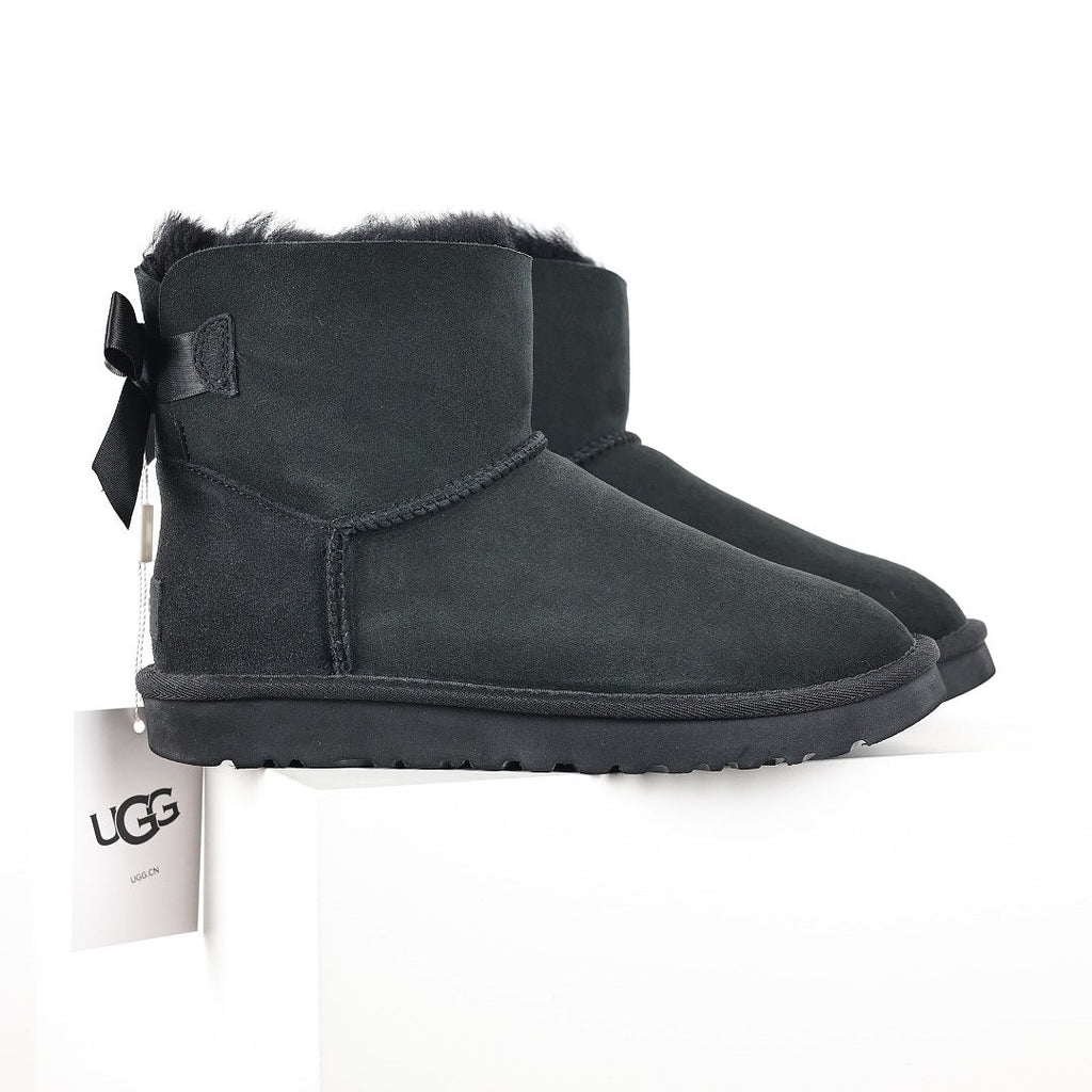 UGG Bailey Bow Mini Ankle Boot – Women's Shearling-Lined Boot with Bow Detail in Black