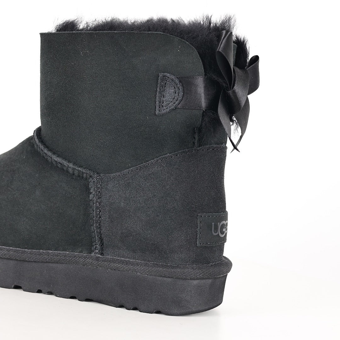 UGG Bailey Bow Mini Ankle Boot – Women's Shearling-Lined Boot with Bow Detail in Black