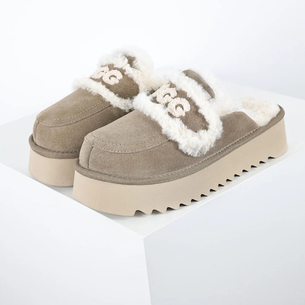 UGG Logo Plush Platform Mule – Sherpa-Lined, Brown | Women's 35–40