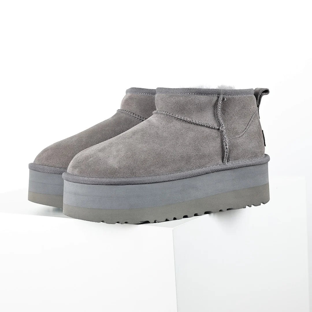 UGG Mini Platform Short Snow Boots – Women's Warm-Lined Winter Boot with 5cm Sole in Gray