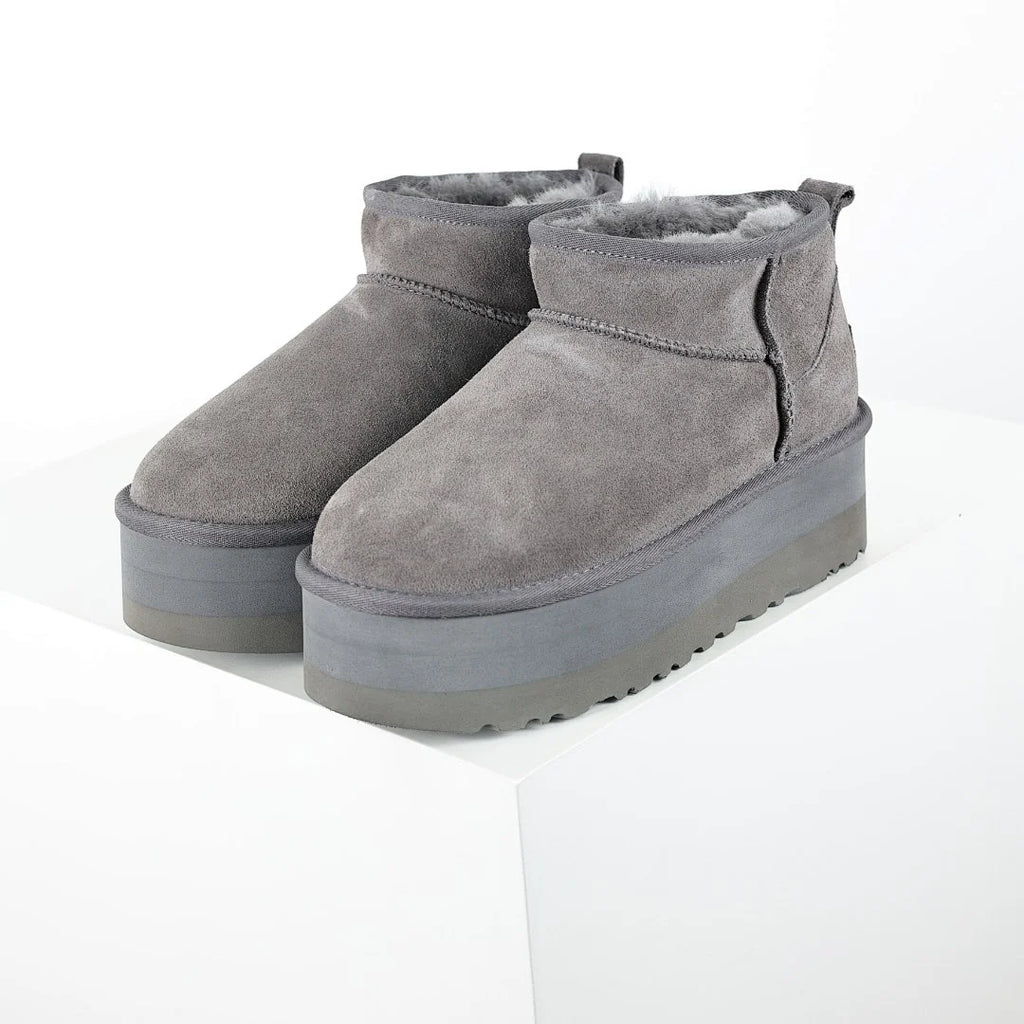 UGG Mini Platform Short Snow Boots – Women's Warm-Lined Winter Boot with 5cm Sole in Gray