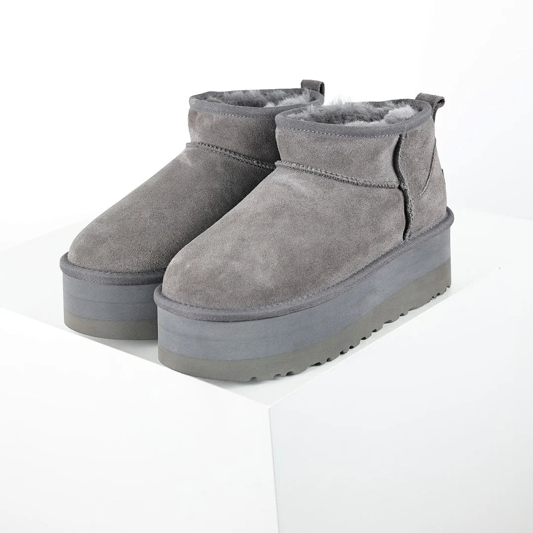 UGG Mini Platform Short Snow Boots – Women's Warm-Lined Winter Boot with 5cm Sole in Gray