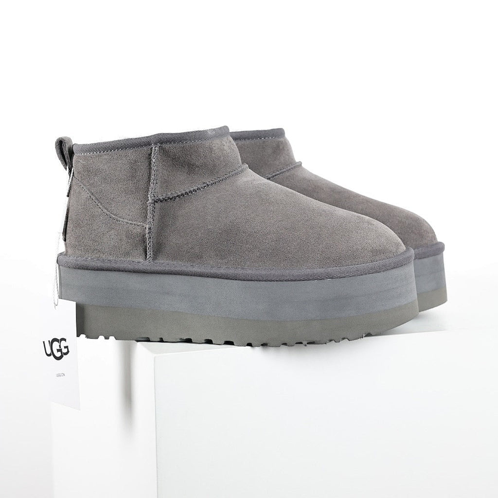 UGG Mini Platform Short Snow Boots – Women's Warm-Lined Winter Boot with 5cm Sole in Gray
