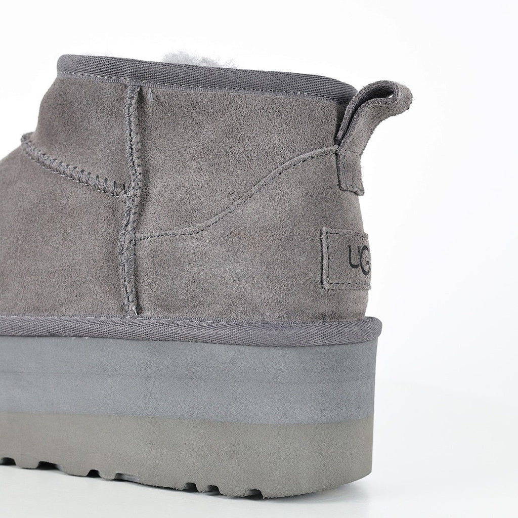 UGG Mini Platform Short Snow Boots – Women's Warm-Lined Winter Boot with 5cm Sole in Gray