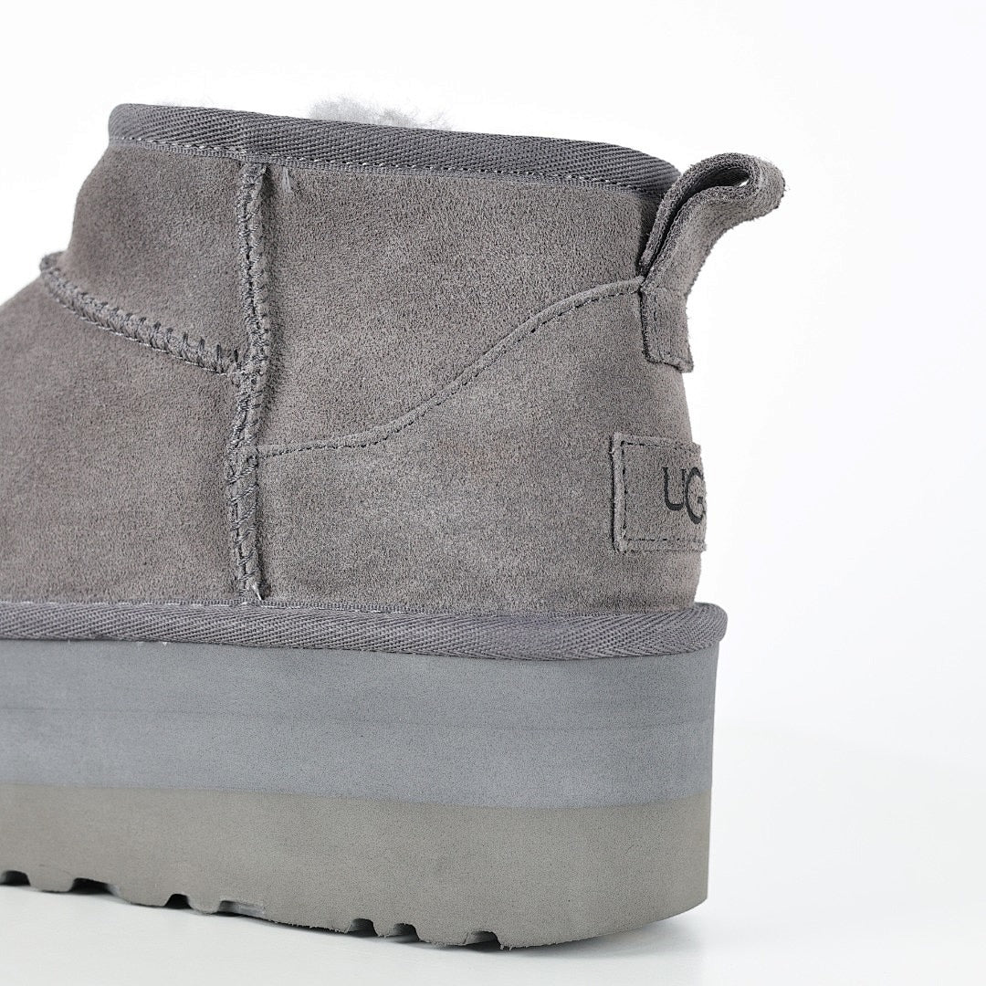 UGG Mini Platform Short Snow Boots – Women's Warm-Lined Winter Boot with 5cm Sole in Gray