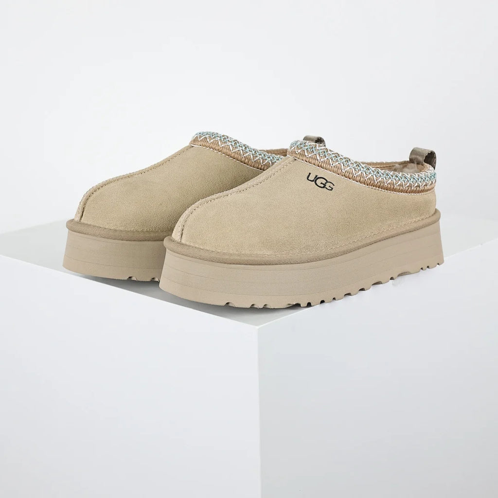 UGG Tazz Platform Mule Slipper – Women's Warm-Lined Slide with 5cm Sole in Beige