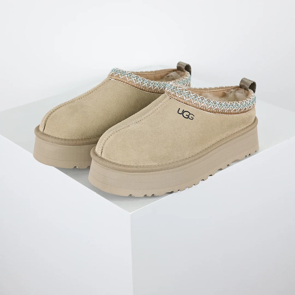 UGG Tazz Platform Mule Slipper – Women's Warm-Lined Slide with 5cm Sole in Beige