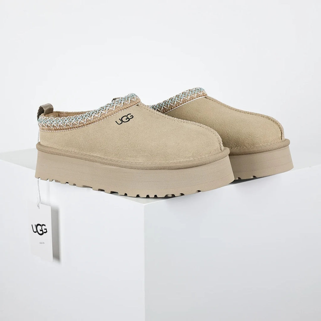 UGG Tazz Platform Mule Slipper – Women's Warm-Lined Slide with 5cm Sole in Beige