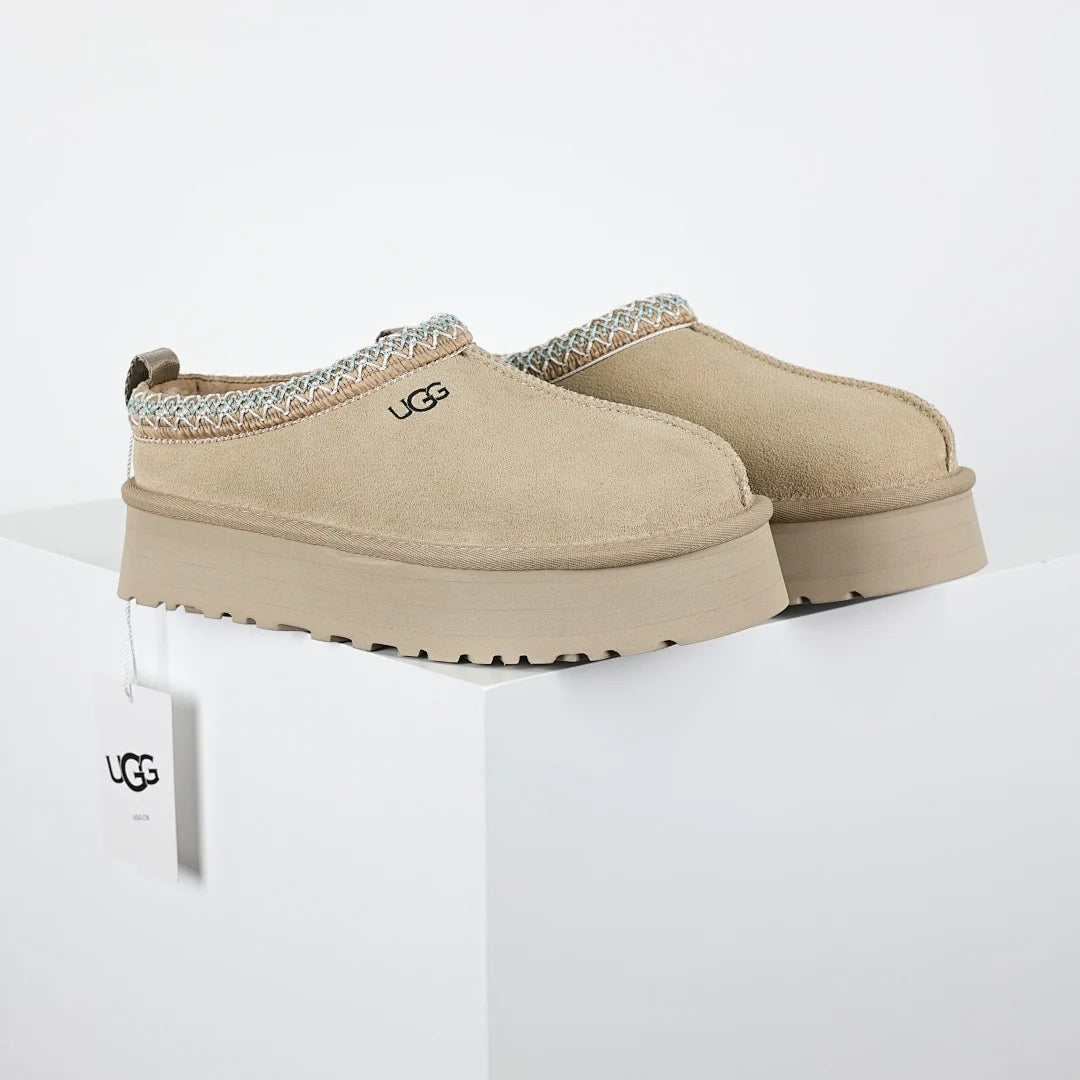 UGG Tazz Platform Mule Slipper – Women's Warm-Lined Slide with 5cm Sole in Beige