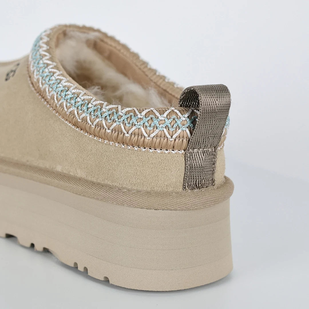 UGG Tazz Platform Mule Slipper – Women's Warm-Lined Slide with 5cm Sole in Beige