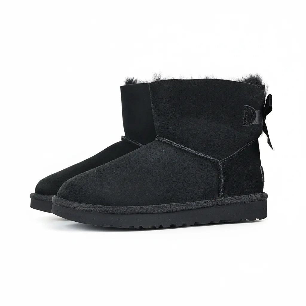 UGG Bailey Bow Mini Snow Boot – Shearling-Lined, Black | Women's 35–40