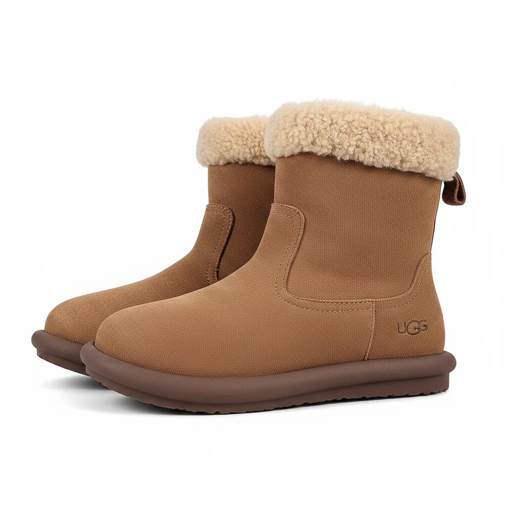 UGG Curly Shearling Snow Boot – Plush Textured Lining, Chestnut | Women's 35–40