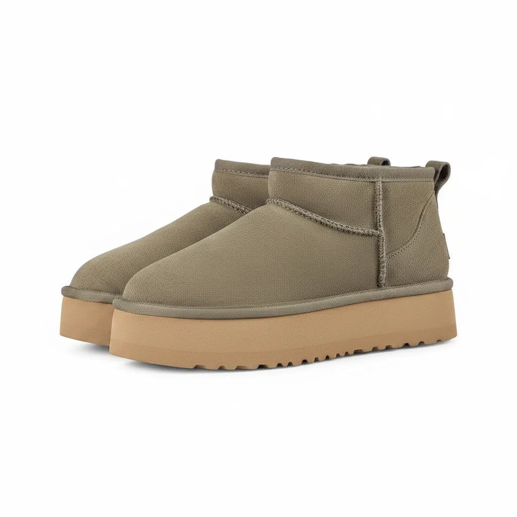UGG Platform Short Snow Boot – Chunky Sole, Warm-Lined, Army Green | Women's 35–40